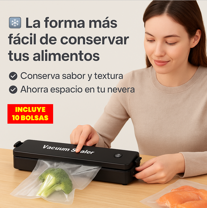 Selladora al Vacío – Conserva Alimentos – Frescura Hasta 5 Veces Más