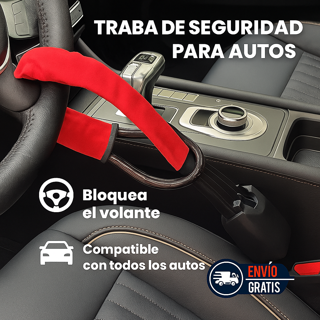Traba de seguridad para autos – Fija el volante y evita intentos de robo al instante