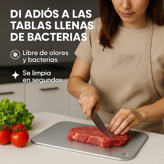 Tabla de Acero Inoxidable – Superficie Antibacterial – Mantiene tu cocina limpia en segundos