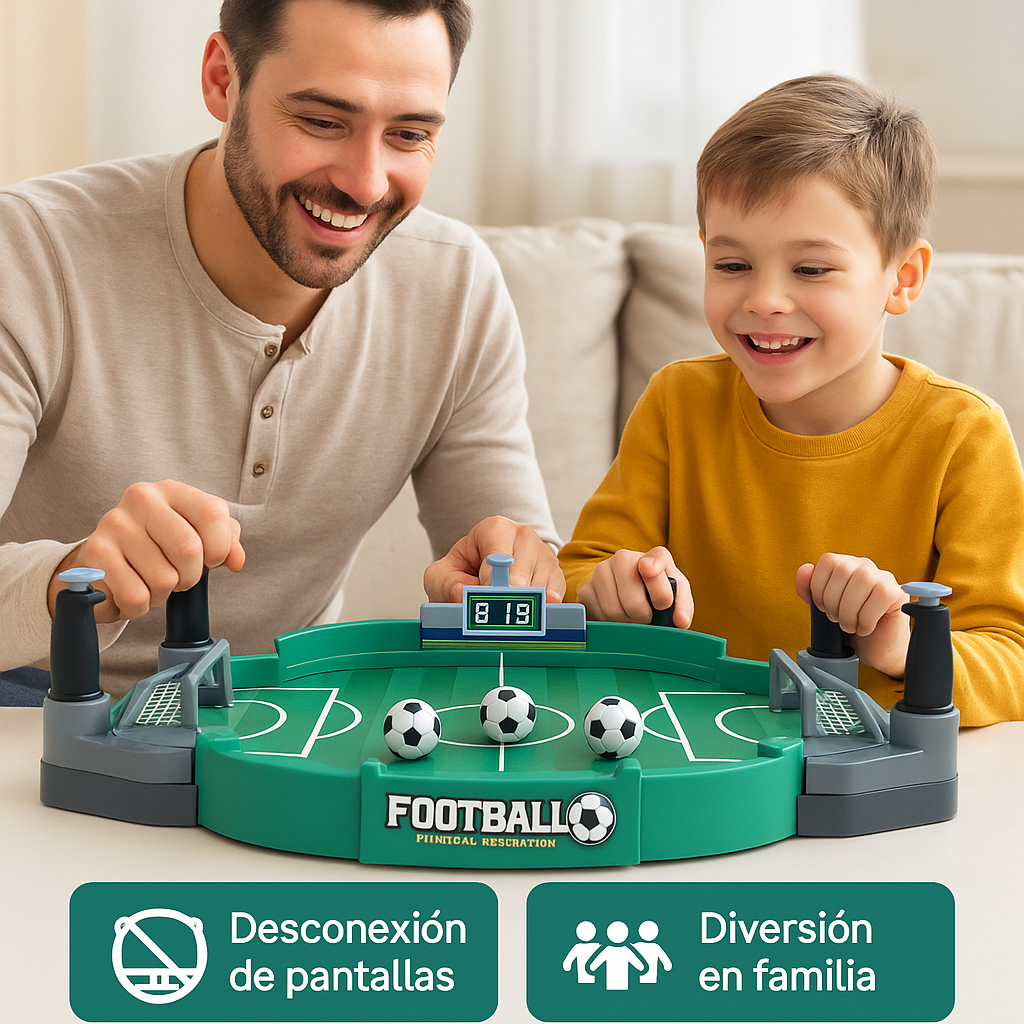 Mini Futbolín de Mesa – Mejora reflejos y coordinación – Diversión familiar todos los días.