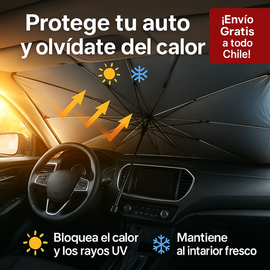 Parasol Plegable para Auto – Bloquea el Calor en Segundos – Mantén tu Vehículo Fresco Todo el Día