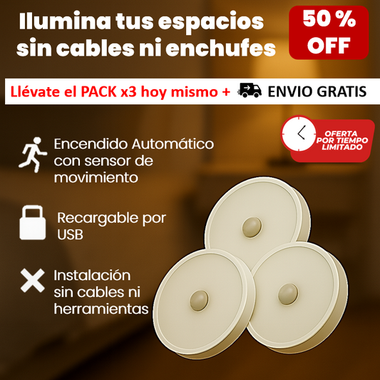 LumiTrio™ PACK POR 3  LUZ LED SENSOR DE MOVIMIENTO
