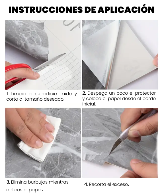 EasyMármol™ PAPEL Vinil adhesivo marmoleado 10m