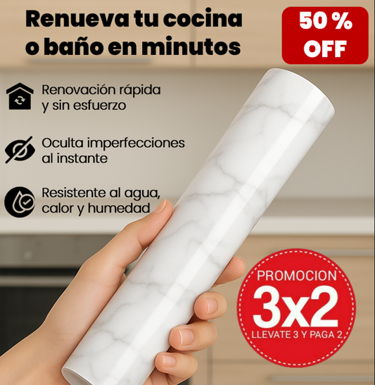 EasyMármol™ PAPEL Vinil adhesivo marmoleado 10m