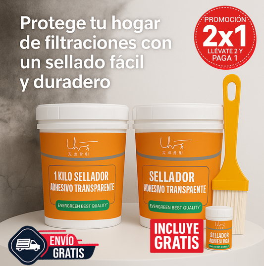 2X1 Sellador Transparente (1kg)– Impermeabiliza Fácil – Protege tu hogar desde la primera aplicación